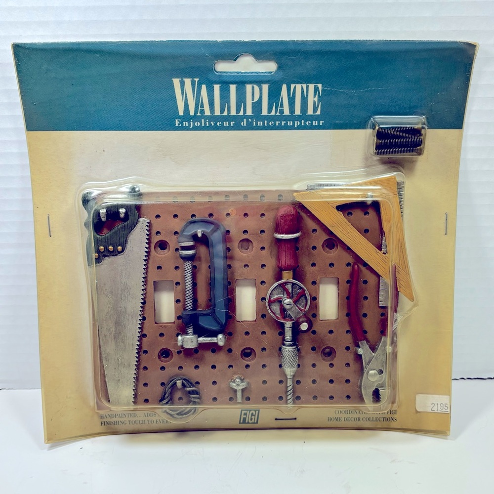 Vintage FIGI Workshop Triple Light Switch Garage Multi Tool 3D Wall Plate NEW